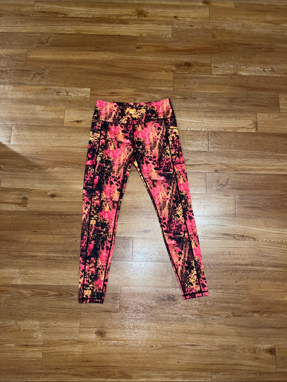 Constantly Varied Gear Neon Orange, Black & Yellow Splash Print Leggings